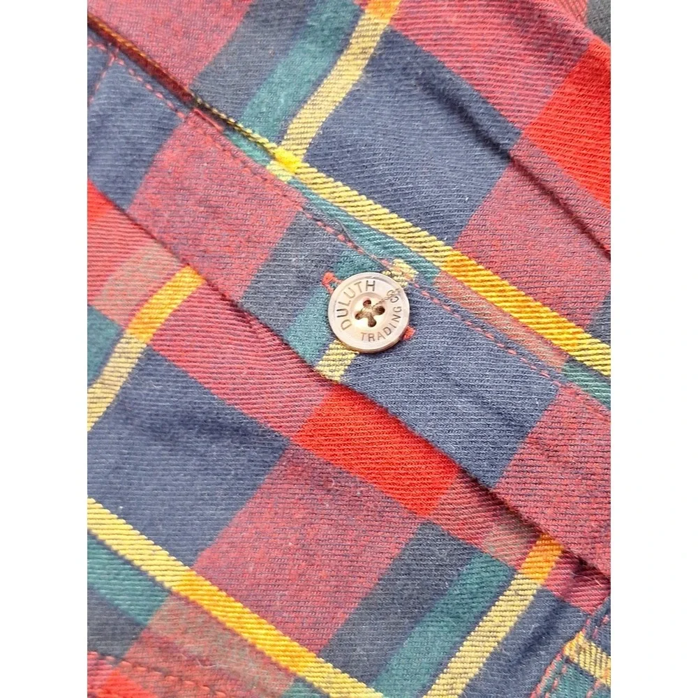 New Duluth Trading Mens 2XL Free Swinging Flannel Plaid Red Green Outdoor Hiking